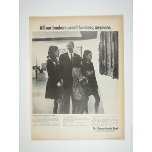 First Pennsylvania Bank Ad Bankers Anymore 1960s Vintage ADVERT Print Ad